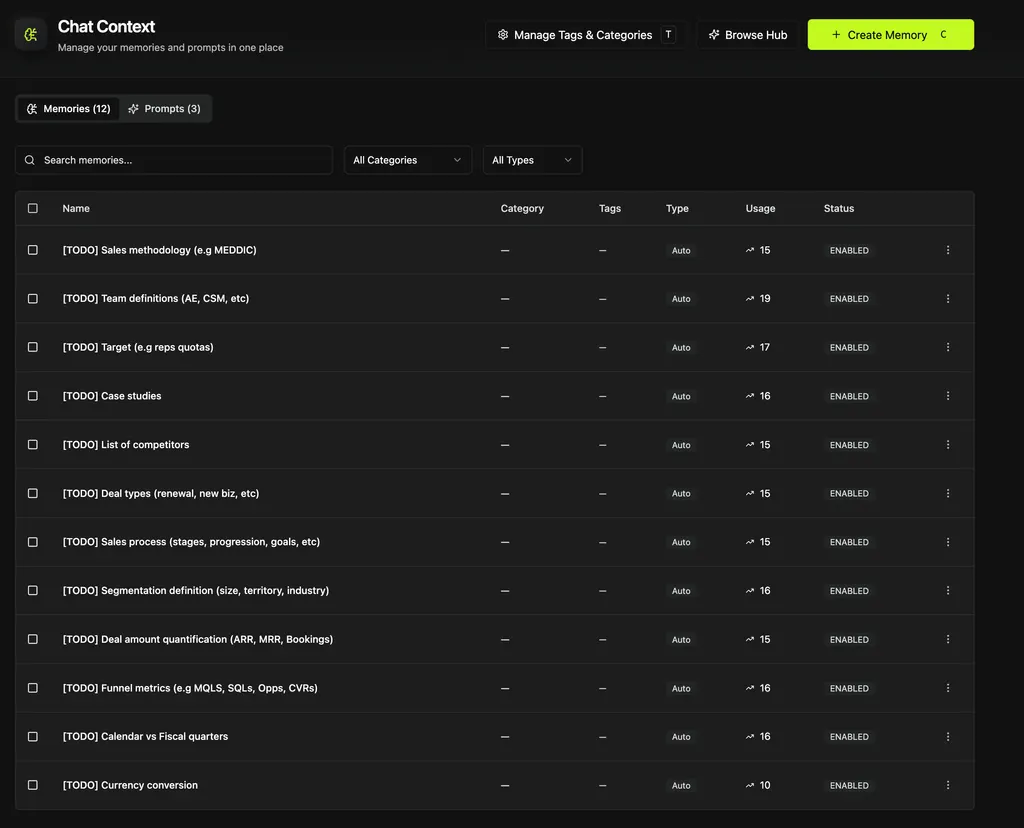 Create basic memories